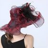 Hats | Women’s Wide Brim Organza With Flower Kentucky Derby Church Hats Black – Girls