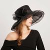 Hats | Women’s Wide Brim Organza With Flower Kentucky Derby Church Hats Black – Girls