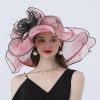 Hats | Women’s Wide Brim Organza With Flower Kentucky Derby Church Hats Black – Girls