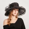 Hats | Women’s Wide Brim Organza With Flower Kentucky Derby Church Hats Black – Girls