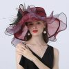 Hats | Women’s Wide Brim Organza With Flower Kentucky Derby Church Hats Black – Girls