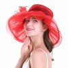 Hats | Women’s Wide Brim Organza With Flower Kentucky Derby Church Hats Black – Girls