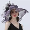 Hats | Women’s Wide Brim Organza With Flower Kentucky Derby Church Hats Black – Girls