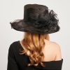 Hats | Women’s Wide Brim Organza With Flower Kentucky Derby Church Hats Black – Girls