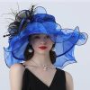 Hats | Women’s Wide Brim Organza With Flower Kentucky Derby Church Hats Black – Girls