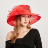 Hats | Women’s Wide Brim Organza With Flower Kentucky Derby Church Hats Black – Girls