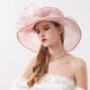 Hats | Women’s Wide Brim Organza With Flower Kentucky Derby Church Hats Burgundy – Girls