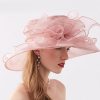 Hats | Women’s Wide Brim Organza With Flower Kentucky Derby Church Hats Burgundy – Girls