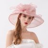 Hats | Women’s Wide Brim Organza With Flower Kentucky Derby Church Hats Burgundy – Girls