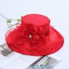 Hats | Women’s Wide Brim Organza With Flower Kentucky Derby Church Hats Burgundy – Girls