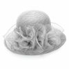 Hats | Women’s Wide Brim Organza With Flower Kentucky Derby Church Hats Gray – Girls