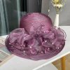 Hats | Women’s Wide Brim Organza With Flower Kentucky Derby Church Hats Gray – Girls