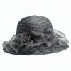 Hats | Women’s Wide Brim Organza With Flower Kentucky Derby Church Hats Gray – Girls