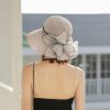 Hats | Women’s Wide Brim Organza With Flower Kentucky Derby Church Hats Khaki – Girls