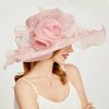 Hats | Women’s Wide Brim Organza With Flower Kentucky Derby Church Hats Light Blue – Girls