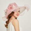 Hats | Women’s Wide Brim Organza With Flower Kentucky Derby Church Hats Light Blue – Girls