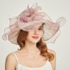 Hats | Women’s Wide Brim Organza With Flower Kentucky Derby Church Hats Light Blue – Girls