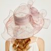 Hats | Women’s Wide Brim Organza With Flower Kentucky Derby Church Hats Light Blue – Girls