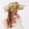 Hats | Women’s Wide Brim Organza With Flower Kentucky Derby Church Hats Pink – Girls