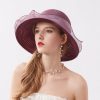 Hats | Women’s Wide Brim Organza With Flower Kentucky Derby Church Hats Purple – Girls