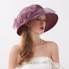 Hats | Women’s Wide Brim Organza With Flower Kentucky Derby Church Hats Purple – Girls