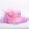 Hats | Women’s Wide Brim Organza With Flower Kentucky Derby Church Hats Rose – Girls