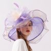 Hats | Women’s Wide Brim Organza With Flower Kentucky Derby Church Hats Rose – Girls