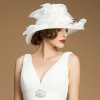 Hats | Women’s Wide Brim Organza With Flower Kentucky Derby Church Hats White – Girls