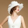 Hats | Women’s Wide Brim Organza With Flower Kentucky Derby Church Hats White – Girls