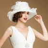 Hats | Women’s Wide Brim Organza With Flower Kentucky Derby Church Hats White – Girls