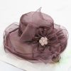 Hats | Women’s Wide Brim Organza With Flower/Pearl Kentucky Derby Church Hats Khaki – Girls