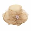 Hats | Women’s Wide Brim Organza With Flower/Pearl Kentucky Derby Church Hats Khaki – Girls