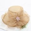 Hats | Women’s Wide Brim Organza With Flower/Pearl Kentucky Derby Church Hats Khaki – Girls