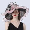 Hats | Women’s Wide Brim Organza/Polyester With Flower/Lace Kentucky Derby Church Hats Pink – Girls