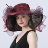 Hats | Women’s Wide Brim Organza/Polyester With Flower/Lace Kentucky Derby Church Hats Pink – Girls