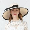 Hats | Women’s Wide Brim Polyester With Bowknot/Pearl Kentucky Derby Church Hats Black And White – Girls