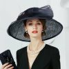 Hats | Women’s Wide Brim Sinamay Kentucky Derby Church Hats Dark Blue – Girls