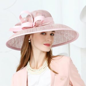 Hats | Women’s Wide Brim Sinamay With Bowknot/Ribbons Kentucky Derby Church Hats Pink – Girls