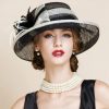 Hats | Women’s Wide Brim Sinamay With Faux Feather Kentucky Derby Church Hats Black And White – Girls