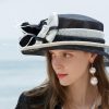 Hats | Women’s Wide Brim Sinamay With Faux Feather Kentucky Derby Church Hats Black And White – Girls