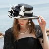 Hats | Women’s Wide Brim Sinamay With Faux Feather Kentucky Derby Church Hats Black And White – Girls