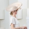 Hats | Women’s Wide Brim Sinamay With Faux Feather Kentucky Derby Saucer Hats/Fascinators With Headband Dark Navy – Girls