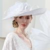 Hats | Women’s Wide Brim Sinamay With Flower Kentucky Derby Church Hats White – Girls