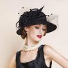 Hats | Women’s Wide Brim Sinamay With Flower/Veil/Faux Feather Kentucky Derby Church Hats Black And White – Girls