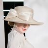 Hats | Women’s Wide Brim Summer Polyester With Bowknot/Ribbons Kentucky Derby Church Hats/Panama Hats Champagne – Girls