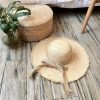 Hats | Women’s Wide Brim Summer Raffia With Bowknot Beach Holiday Sun Protection Straw Hats Beige – Girls