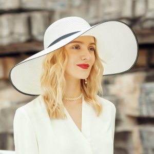 Hats | Women’s Wide Brim Summer Straw Kentucky Derby Floppy Hats/Church Hats White – Girls