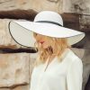 Hats | Women’s Wide Brim Summer Straw Kentucky Derby Floppy Hats/Church Hats White – Girls