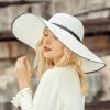 Hats | Women’s Wide Brim Summer Straw Kentucky Derby Floppy Hats/Church Hats White – Girls