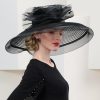 Hats | Women’s Wide Brim Tulle Sinamay Kentucky Derby Church Hats Black – Girls